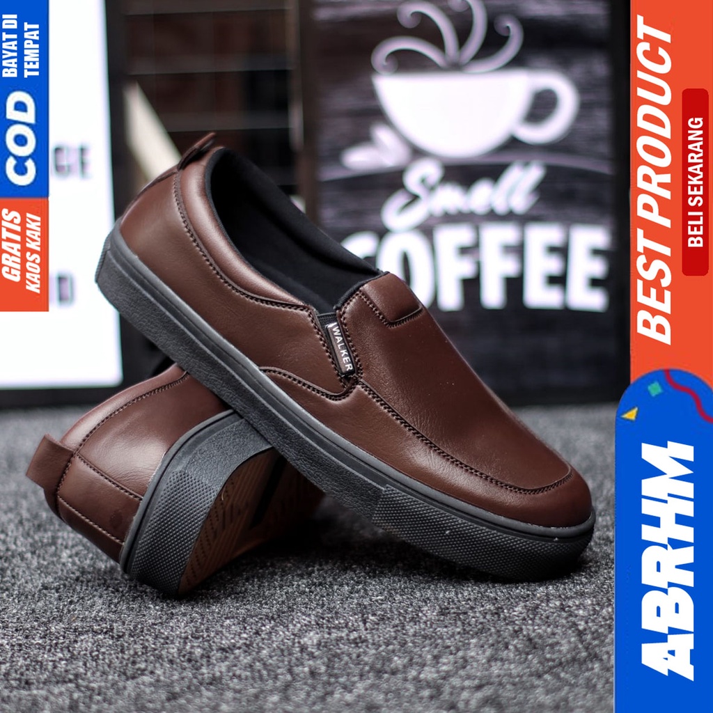 Abrhm Lubis - Sepatu Slip On Casual Pria Kerja Hitam