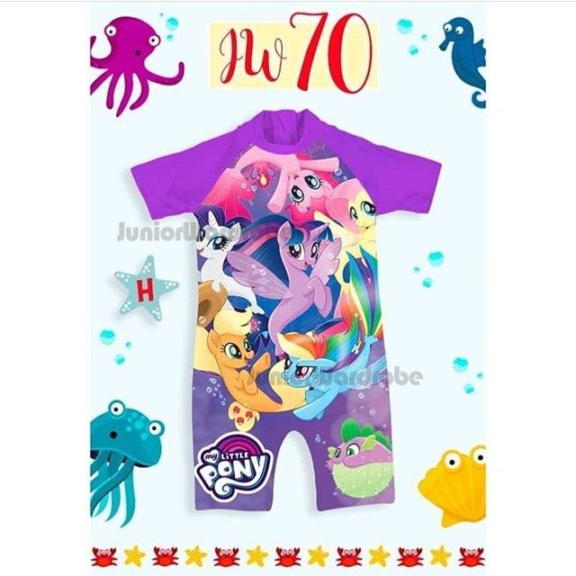 Baju Renang Bayi Little Pony Baby Girl Anak Cewek Unicorn Perempuan Swimsuit 6 9 Bulan 1 Tahun