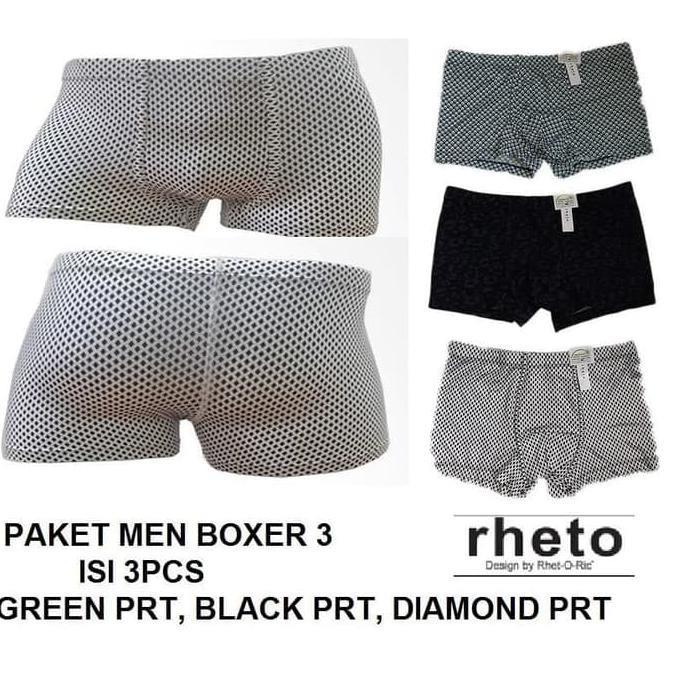 Dijual Paket Men Boxer Rheto Isi 3Pcs Berkualitas