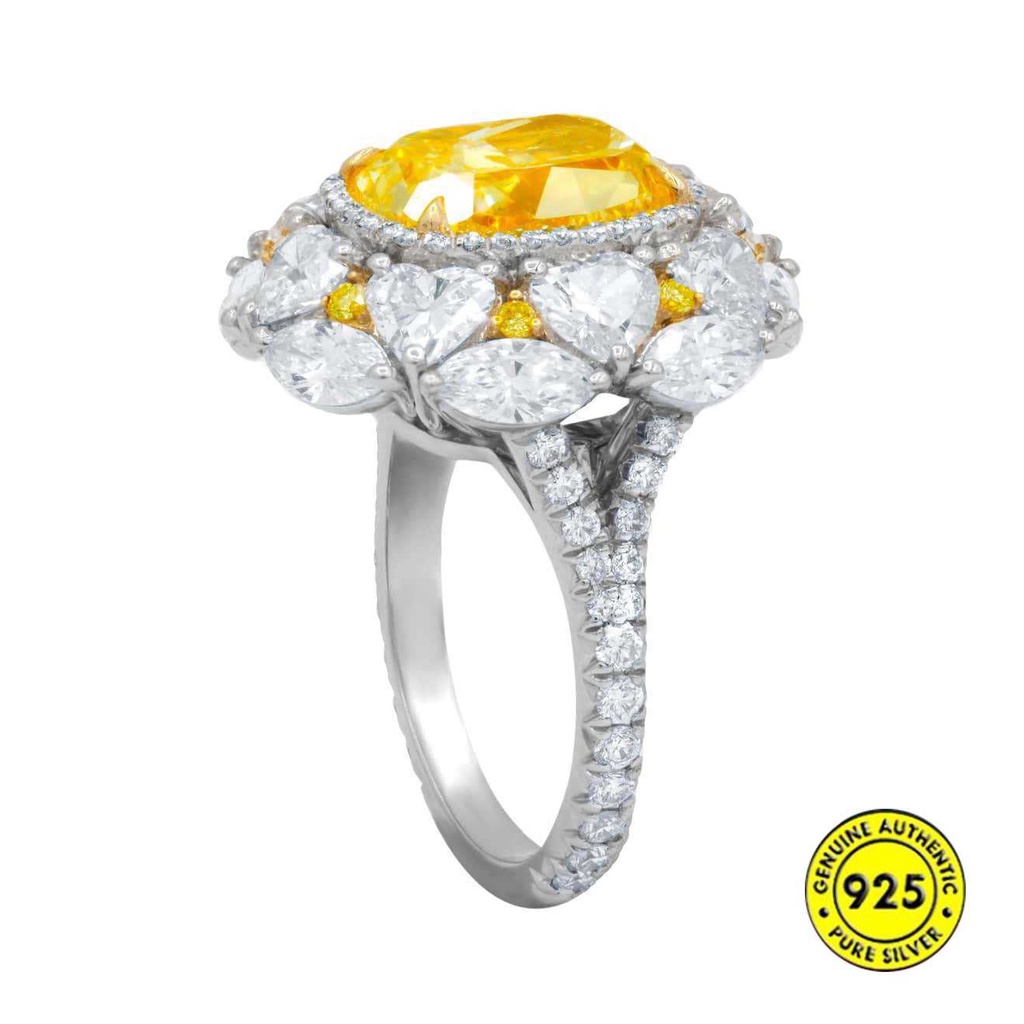 Gao Ding Cincin Terbuka Adjustable Hias Berlian Imitasi Warna Kuning Mewah Untuk Wanita