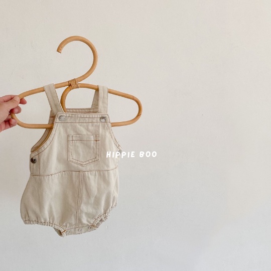 JUMPER ANAK BAYI / JUMPER UNISEX / DENIM ROMPER-Cream Denim