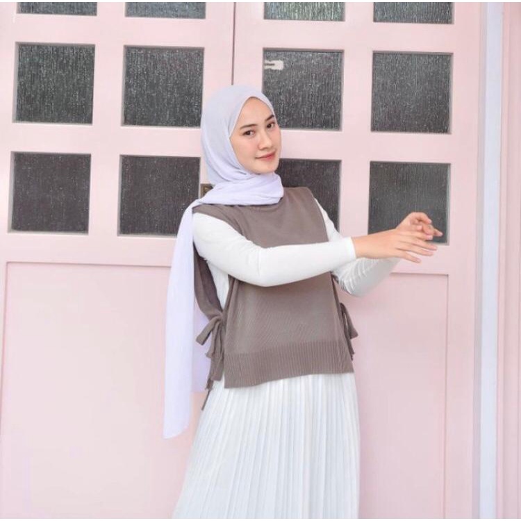 RaFara ANDIN Knit Vest Korean Style Rompi Vest Tali Outer Hijab Rompi Rajut Wanita Korea Terbaru