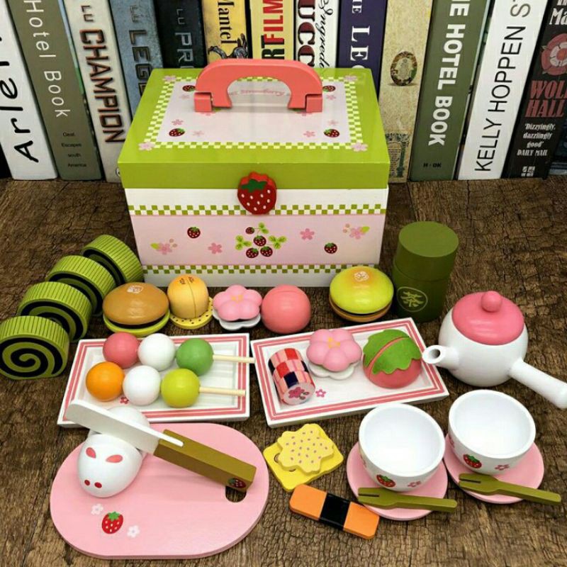 mainan anak kotak piknik main masak masak kado anak mainan kayu pretend play mainan dapur