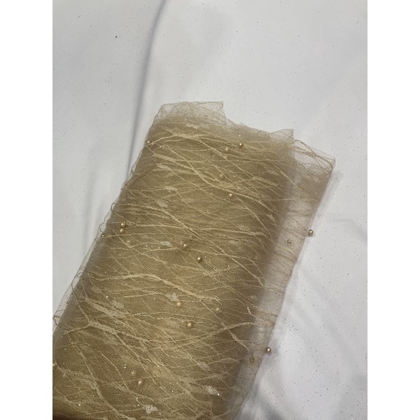 kain Tulle akar mutiara-Gold