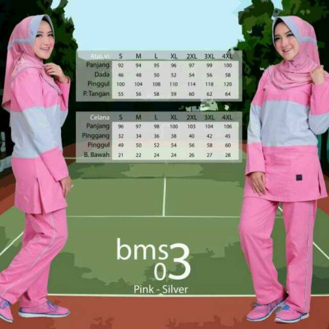 Setelan olahraga muslim lari senam training kaos celana baju qirani bms believe jumbo big size