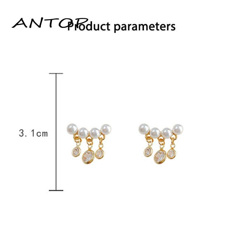 Anting Tusuk Gantung Temperament Bahan Sterling Silver 925 Hias Mutiara Gaya Perisimple Untuk Wanita