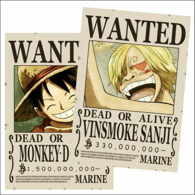 Poster One Piece - BOUNTY POSTER WANTED One Piece karakter ...