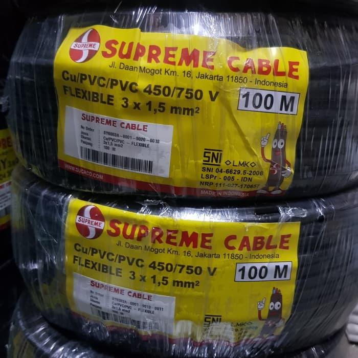 Kabel Listrik NYYHY 3x1.5 3x1,5 Supreme 100M 100 Meter Termurah
