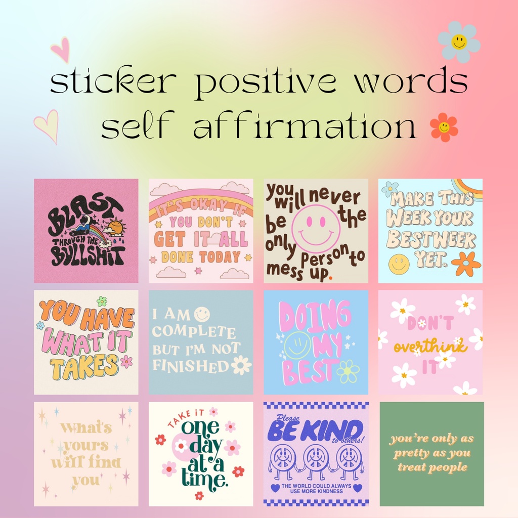 

Sticker Aesthetic Positive Words Deco Jurnal Self Affirmation isi 25pcs