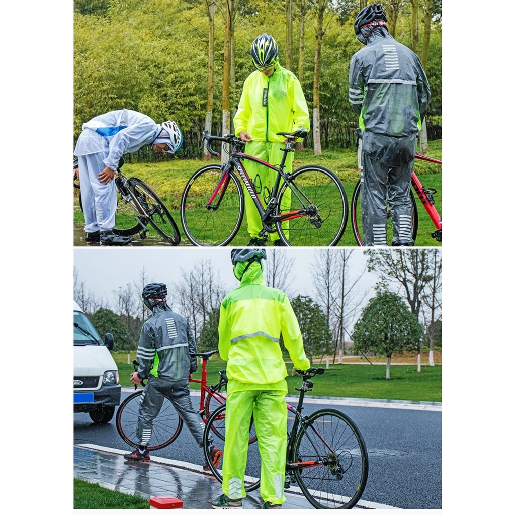 Jas Hujan Sepeda Motor Rockbros YPY002 waterproof raincoat Green tosca