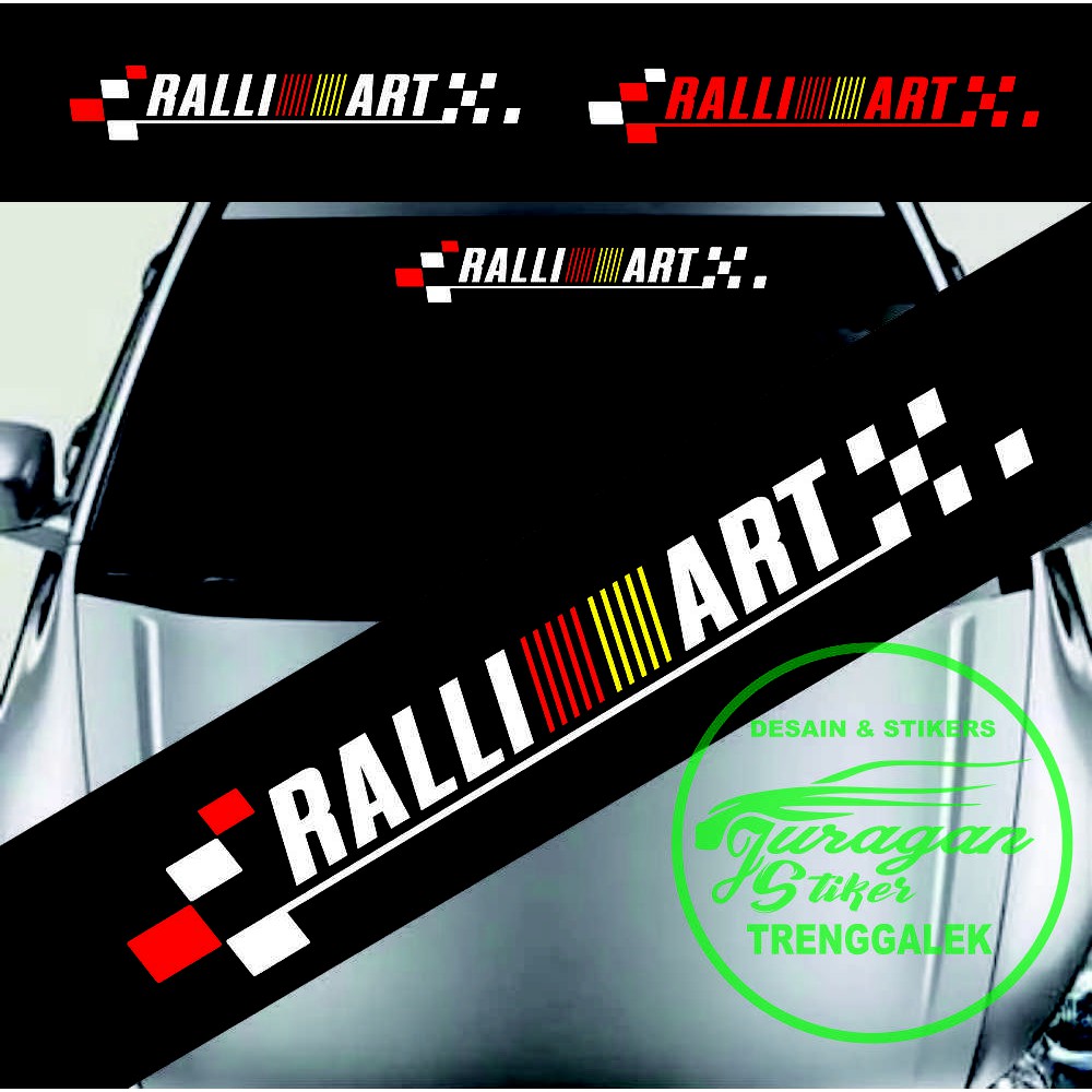  Stiker  Kaca  depan  dan belakang RALLY ART model baru 