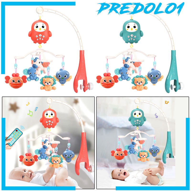 (Predolo1) Mainan Rattle Gantung Dengan Musik + Remote Control Untuk Tempat Tidur Bayi