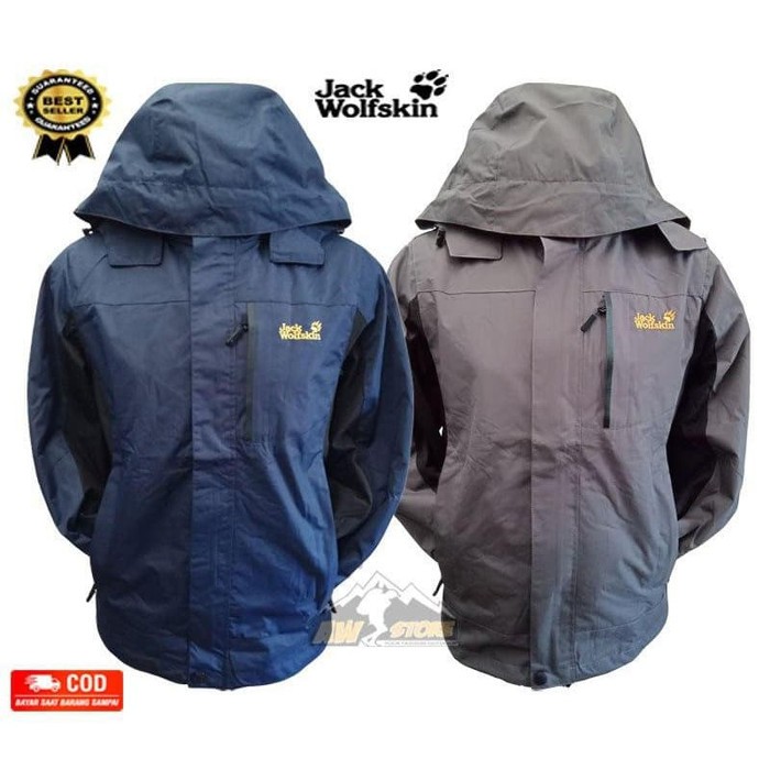 TERLARIS - JAKET GUNUNG OUTDOOR JACK WOLFSKIN 1303 GORETEX WATERPROOF IMPORT - BIRU, M JAKET GUNUNG