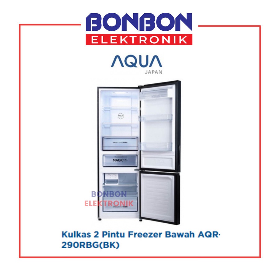 AQUA Kulkas 2 Pintu Bottom Freezer AQR-290RBG(BK) / AQR 290 RBG