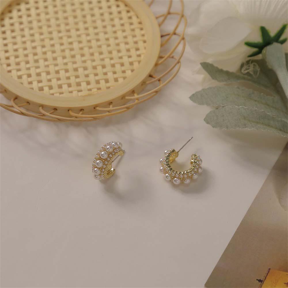 NEEDWAY Needway Anting Hoop Temperamen Wanita Korea Bentuk C Perhiasan Fashion