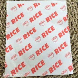 Kertas nasi logo rice MERAH food grade laminasi 27x22 kemasan 100 lbr