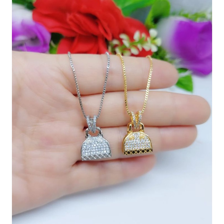 Set Kalung+Liontin Tas Xuping Permata Lapis emas 18k A.B 5511