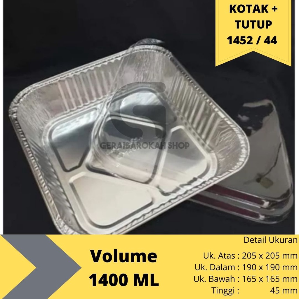 Aluminium Foil Cup OX1550 ( Kode 1452/44 ) + Tutup Mika TEBAL | K1452 Alumunium Foil Kotak 20x20 cm