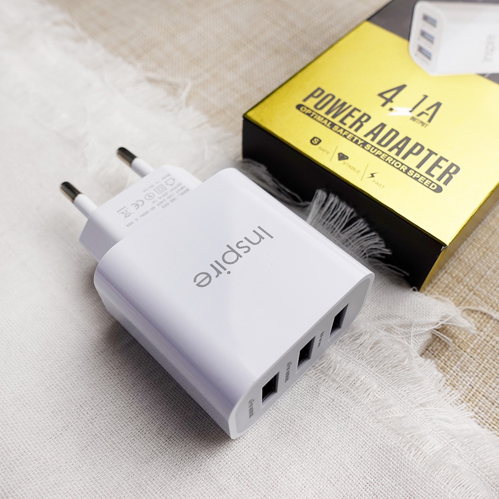 KEPALA CHARGER 3 PORT USB KEPALA CHARGER ADAPTOR CHARGER BATOK CHARGER KEPALA CHARGER INSPIRE INS-C03 ADAPTOR CHARGER HEAD TC INSPIRE INS-C03