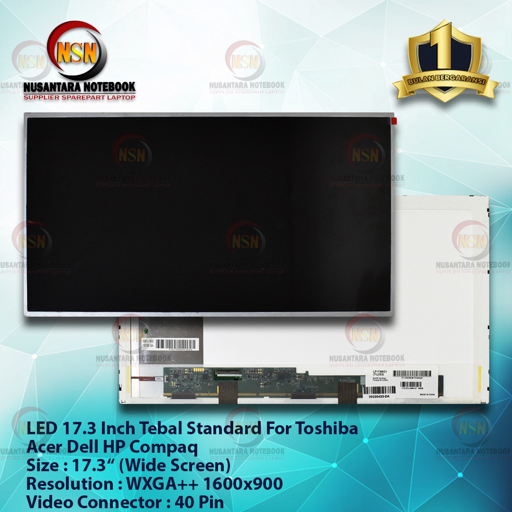 LCD LED 17.3 Inch Tebal Standard Toshiba Acer Dell HP Compaq