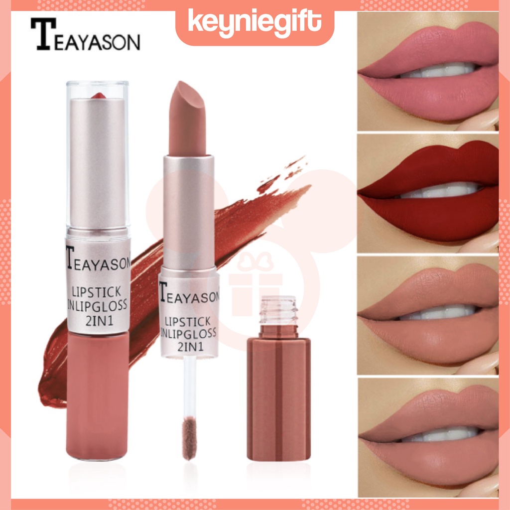 Teayason 2in1 Matte Lipstick Lipgloss Waterproof Eyeshadow Blush 12 Colors TE004