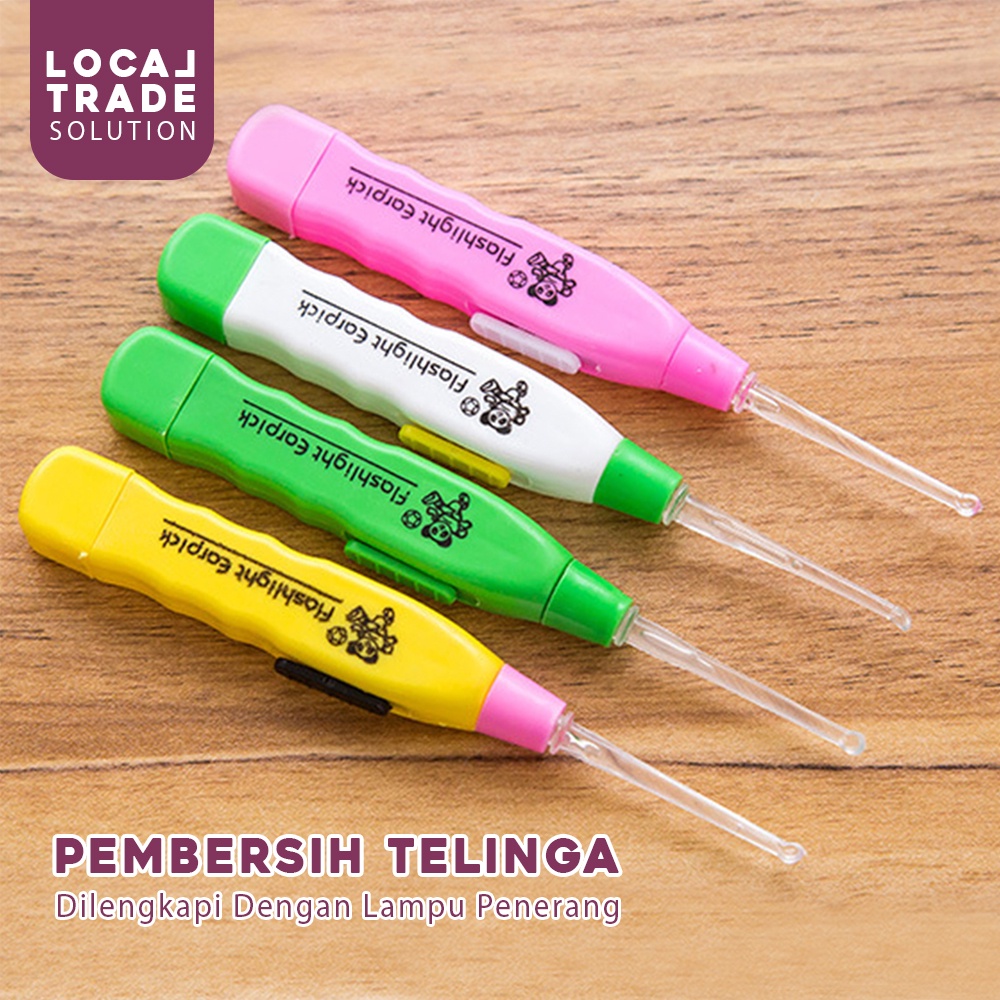 Flashlight Earpick Pembersih Telinga Karakter Kartun Lucu Korek Kuping Senter Led Korek Kuping Bayi