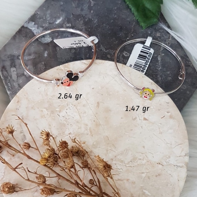 Gelang emas anak model COR emas putih kadar 8K/375