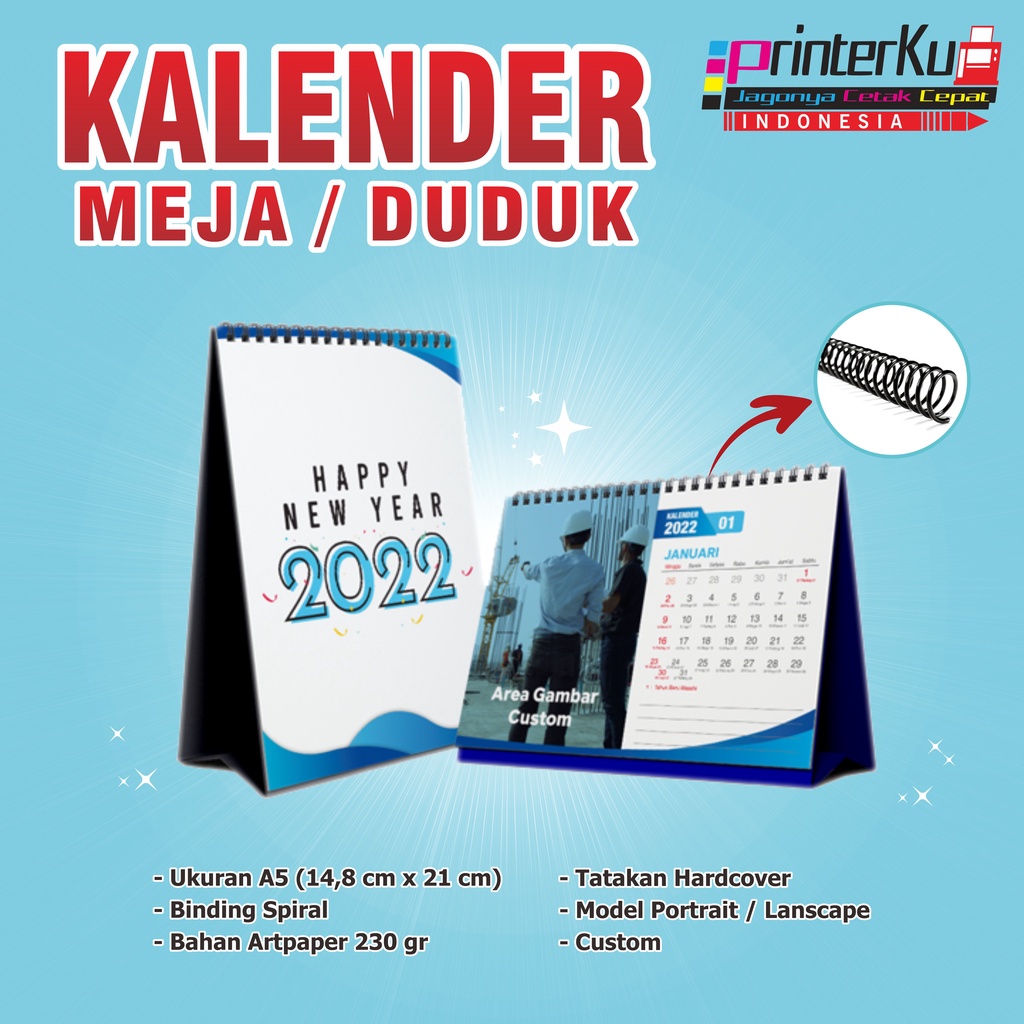 

Kalender Uk A5 Meja / Duduk CUSTOM 12 halaman