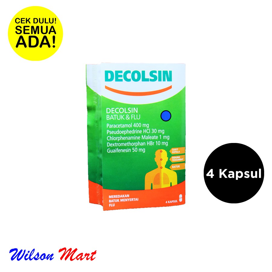 

DECOLSIN OBAT BATUK DAN FLU ISI 4 KAPSUL