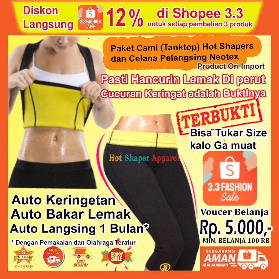 Hot Shapers Cami Korset Pelangsing Perut Dan Korset Celana Hot Shaper Pants Dapat Atasan Celana Shopee Indonesia