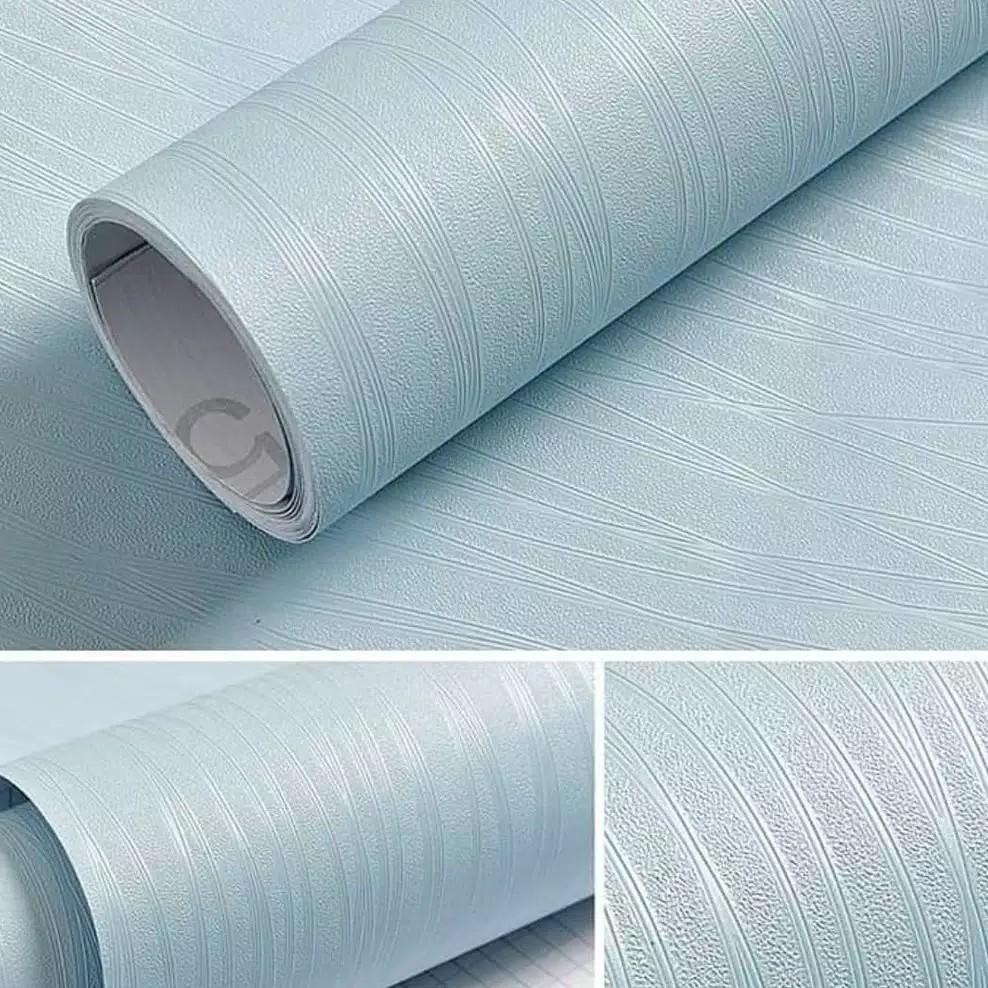 Terbaru Wallpaper Dinding Polos Tekstur Biru Ukuran Panjang 10Meter x Lebar 45CM