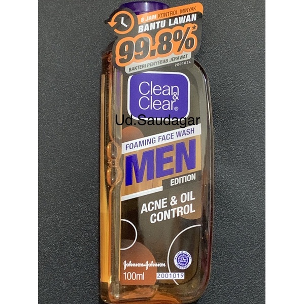 Clean Clear Foaming Facial Wash Men 100ml Sabun Muka Pria