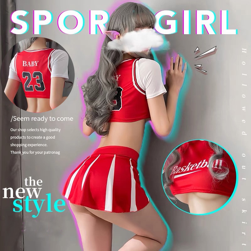 Lingerie Wanita Set Seragam Pemandu Sorak Sepak Bola Sexy Seragam Cosplay Print Motif A557-A