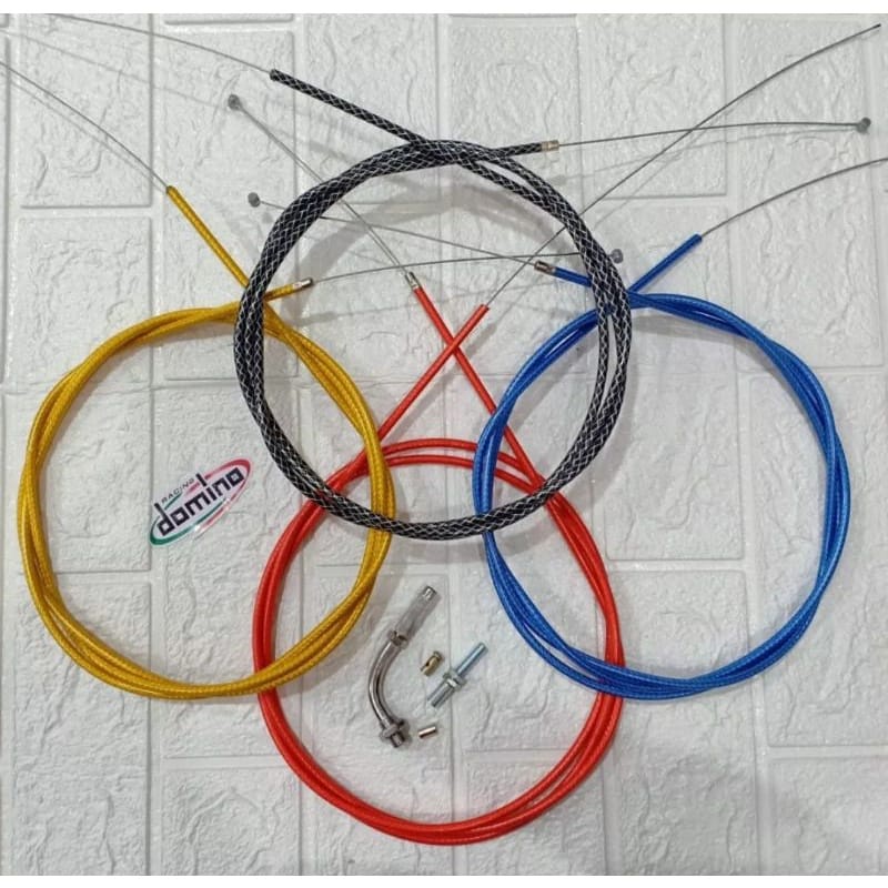 Kabel gas serat karbon 190cm dan 230cm +stelan L gas universal semua motor metic/racing