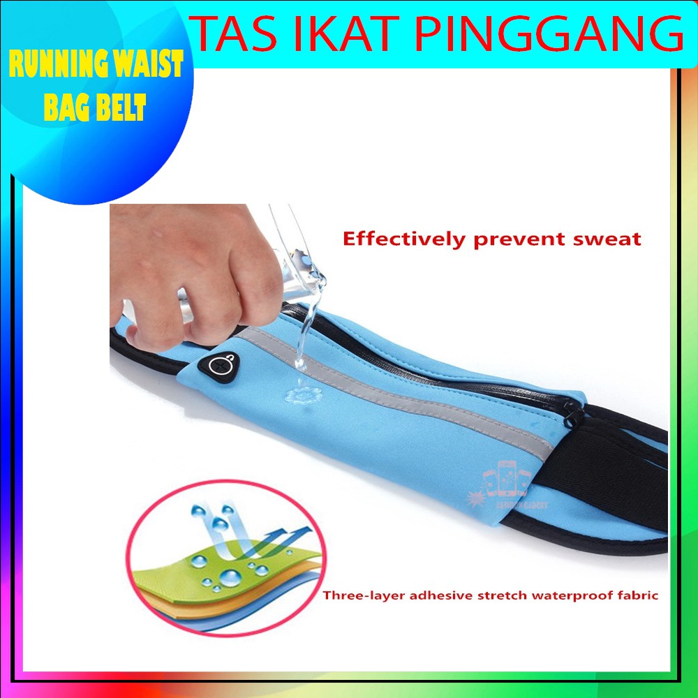 Tas Ikat Pinggang Lari Sepeda Olahraga Gym Running Waist Bag Belt 1 KANTONG TAS PINGGANG SPORT BELT