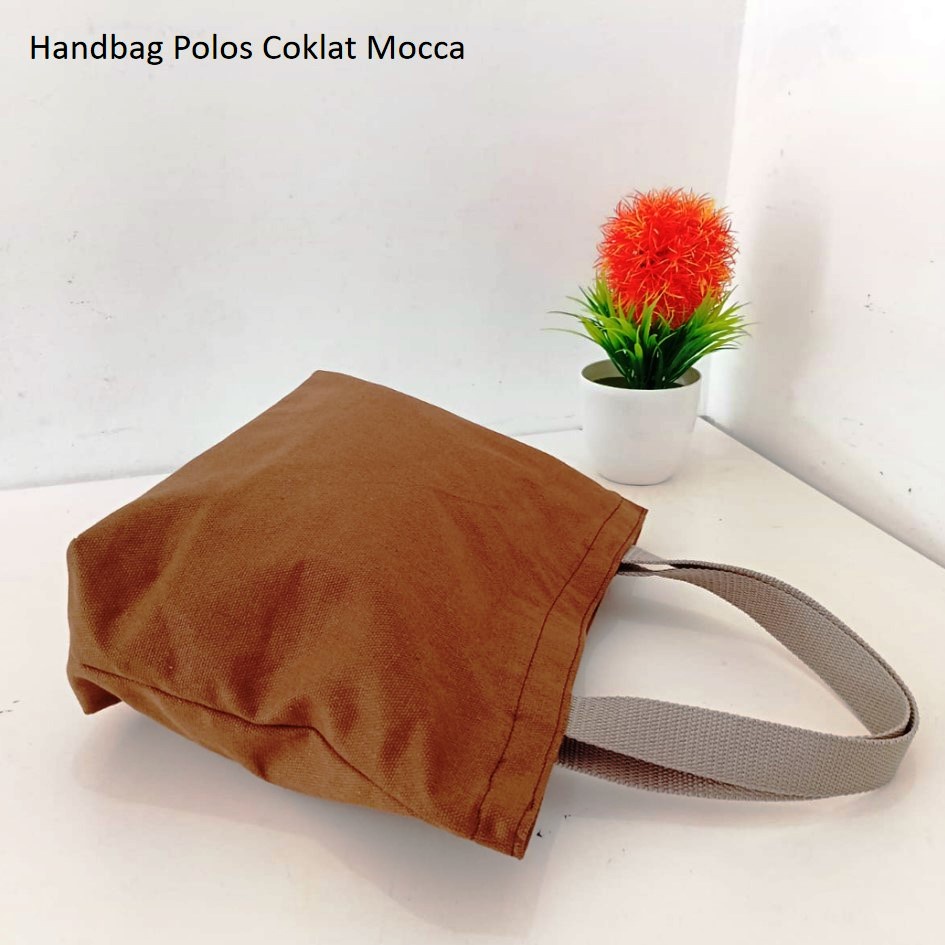 HANDBAG TAS JINJING KANVAS POLOS WARNA COKLAT MOCCA RIENS COLLECTIONS