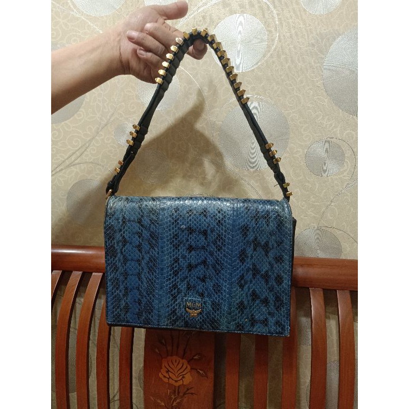 shoulder bag MCM original kulit ular Mantul PL