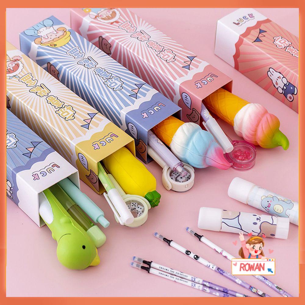 R-flower 3pcs Pulpen Gel + 2pcs Refill Untuk Hadiah Ulang Tahun