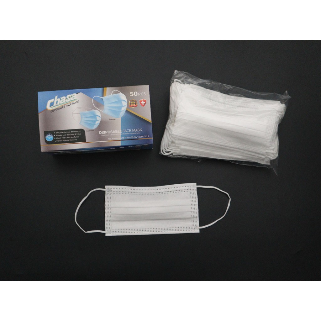 Masker Chasa Earloop 3ply isi 50 Pcs Chasa Emboss - Big Plaza