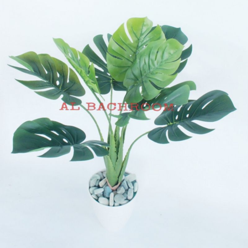 POHON MONSTERA PLASTIK D9/70CM B8283 HIAS DEKORASI RUMAH KANTOR PESTA ARTIFICIAL LATEX BUATAN