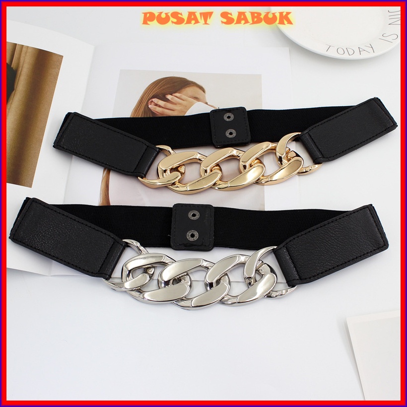 Belt Gesper Obi Karet Lebar Sabuk Wanita Ikat Pinggang Elastis Korset Fashion Cewek Korea Oby Impor Besar Gasper Corset Jumbo Women Big Kekinian Hitam Coklat Kulit Baru Dewasa Melar Cantik Cm