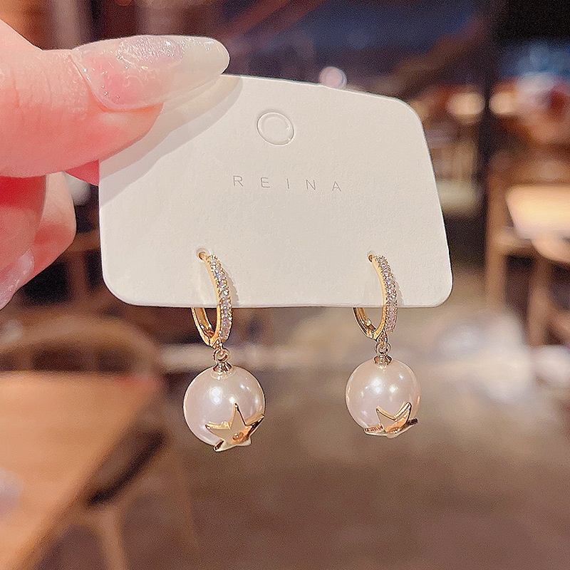 Anting Tusuk Gantung Bahan Sterling silver 925 Desain Lingkaran Hias Mutiaraberlian Untuk Wanita