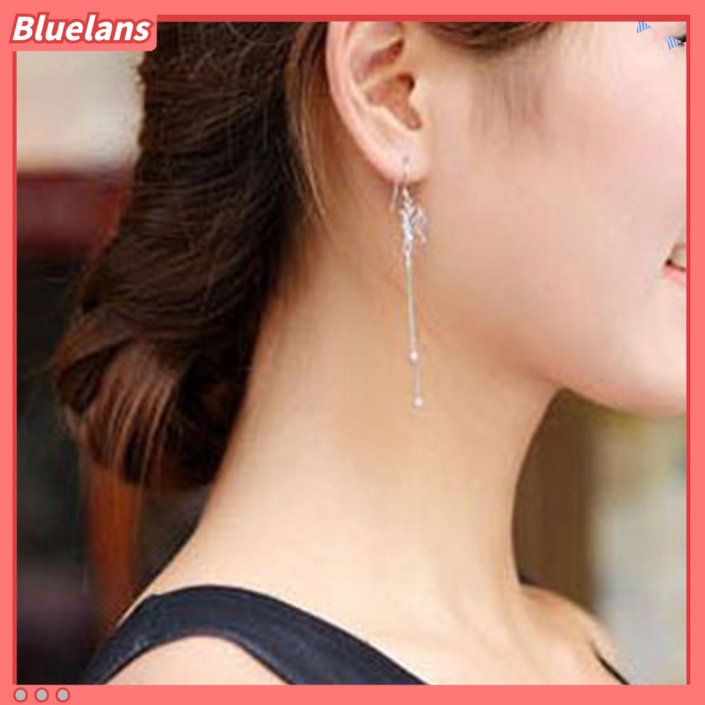 Bluelans Women Elegant Butterfly Dangle Long Chain Line Alloy Hook Earrings Jewelry Gift