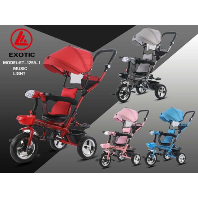 SEPEDA RODA 3 TRICYCLE STROLLER ANAK EXOTIC ET1261-1 MUSIC LAMPU