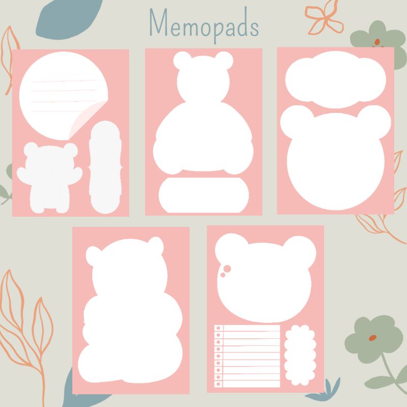 Memopads, Bookmarks Sticker Bears