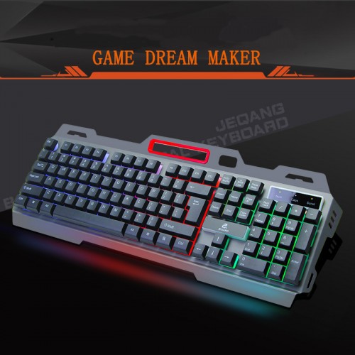 KYB-014 Keyboard Gamer Professional Gaming Kabel RGB Backlit Lampu LED Perpaduan Metal PC L