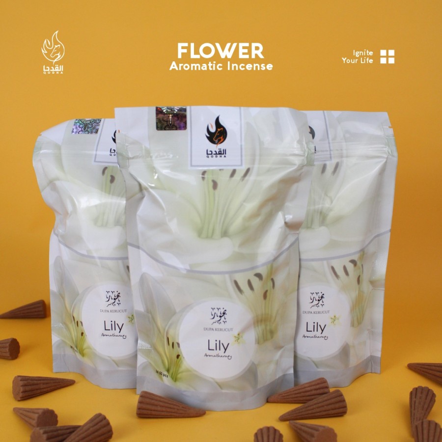 Bukhur Buhur Dupa Kerucut Aromaterapi Qodha isi 50 Pcs Aroma LILY