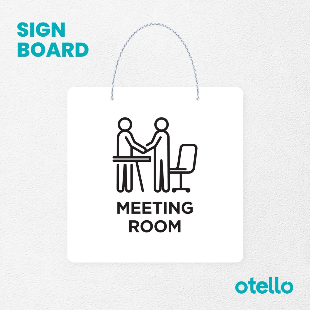 Otello Sign Logo Meeting Room Signage Board Acrylic Papan Gantung Label Akrilik Rantai Petunjuk Toko Modern Minimalist Kafe Restoran Kantor Gedung Cafe