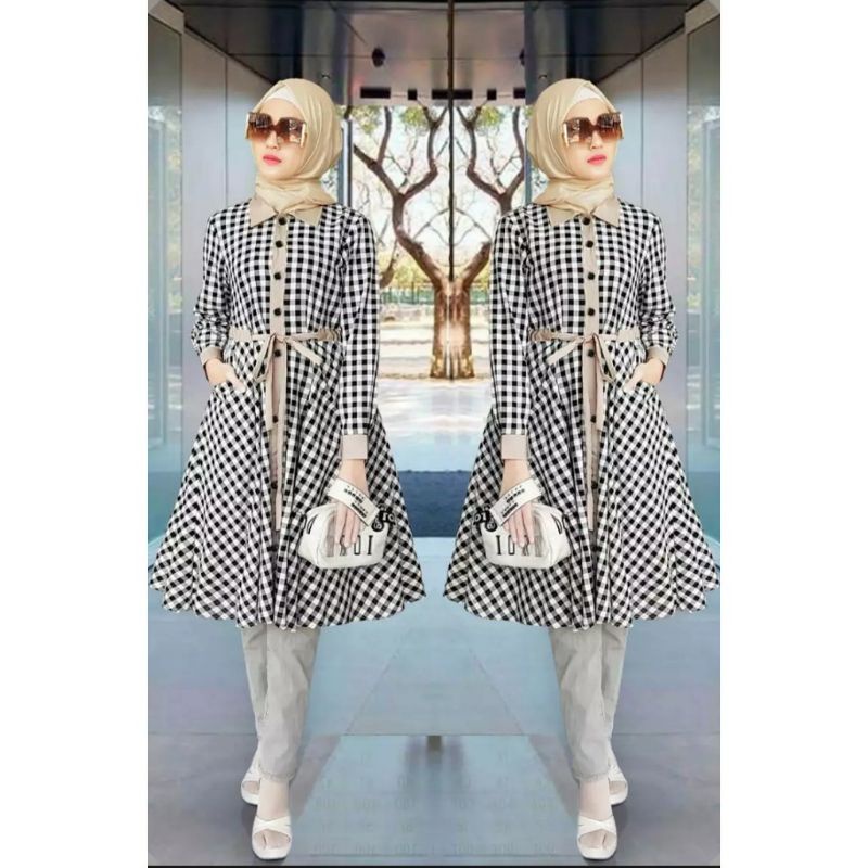 Atasan wanita dewasa kemeja tunik kotak kotak terbaru 2021/kemeja tunik bahan katun adem pakaian wan