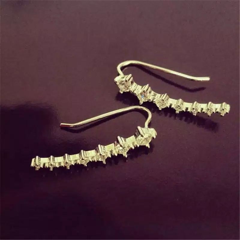 FerenHongXia 1 pasang anting pejantan korea baru chic lady wanita kristal anting ear hook